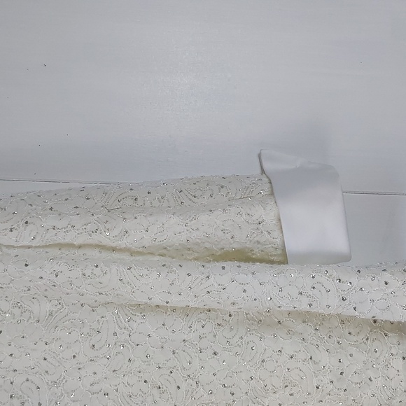 White open Blazer Suit jacket Sparkle holidays rhinestones bling Gorg! Sz.L - Picture 9 of 10